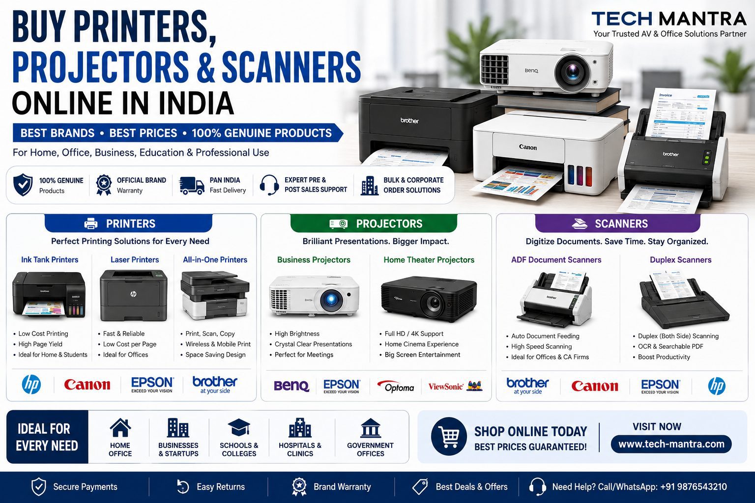 Buy Printers, Projectors & Scanners Online in India | Tech Mantra