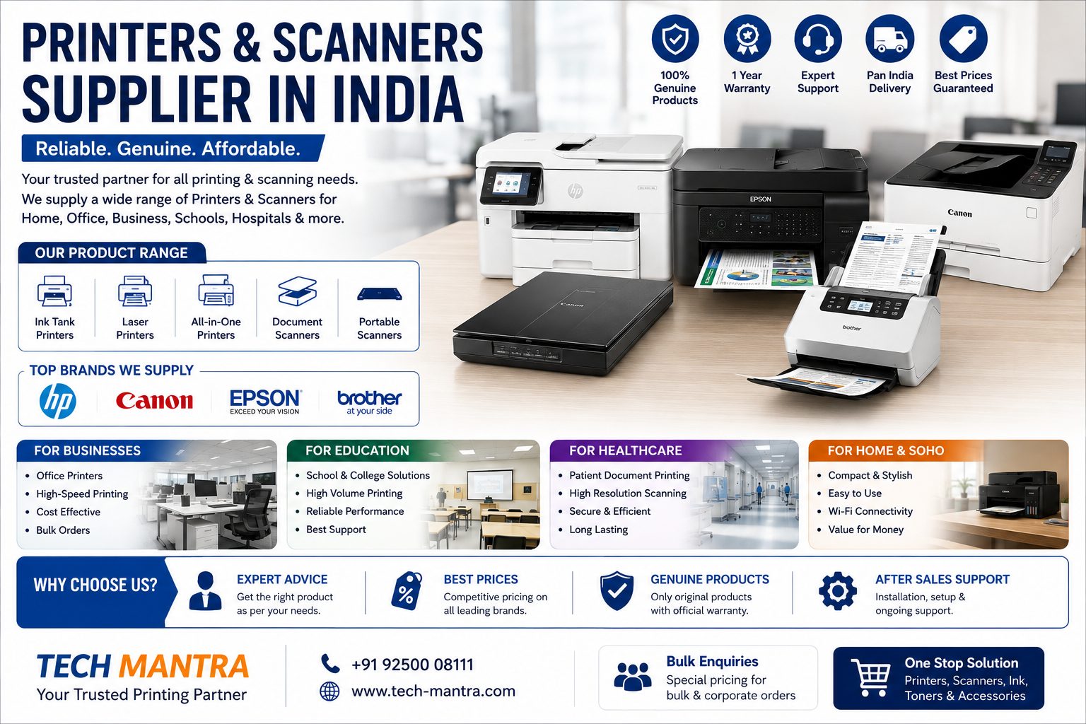 Printers and Scanners Supplier in India | Genuine Office & Business Solutions