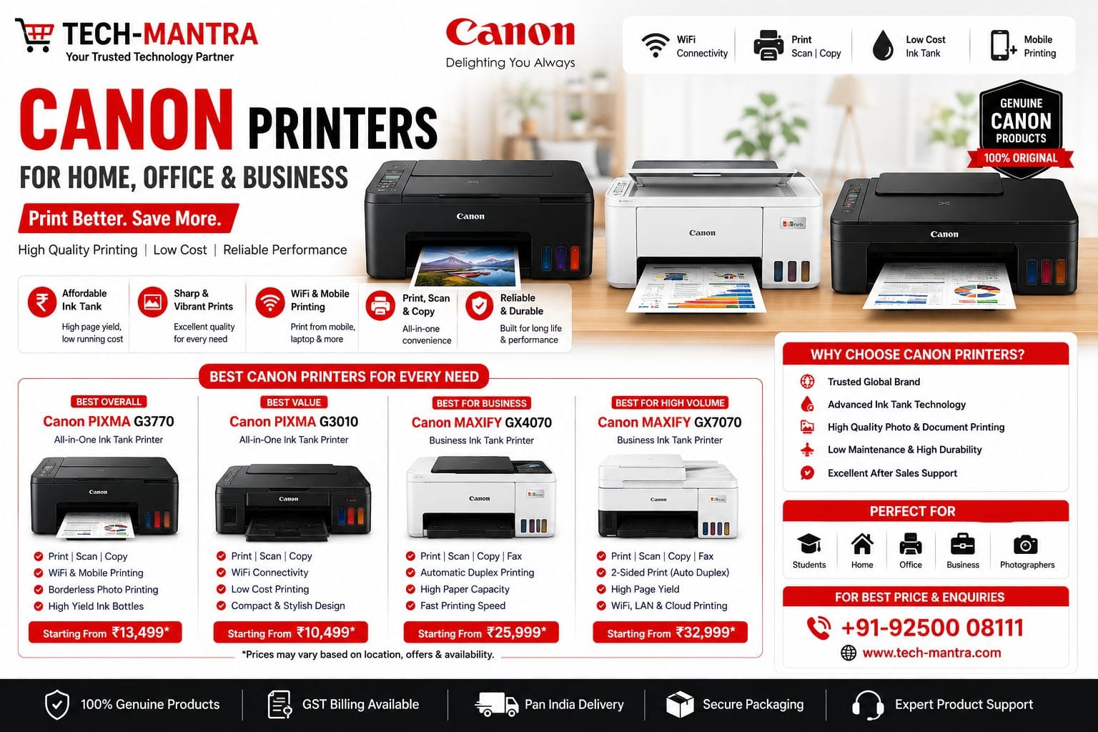 Canon Printers in India (2026): Best PIXMA & MAXIFY Models, Price & Buying Guide